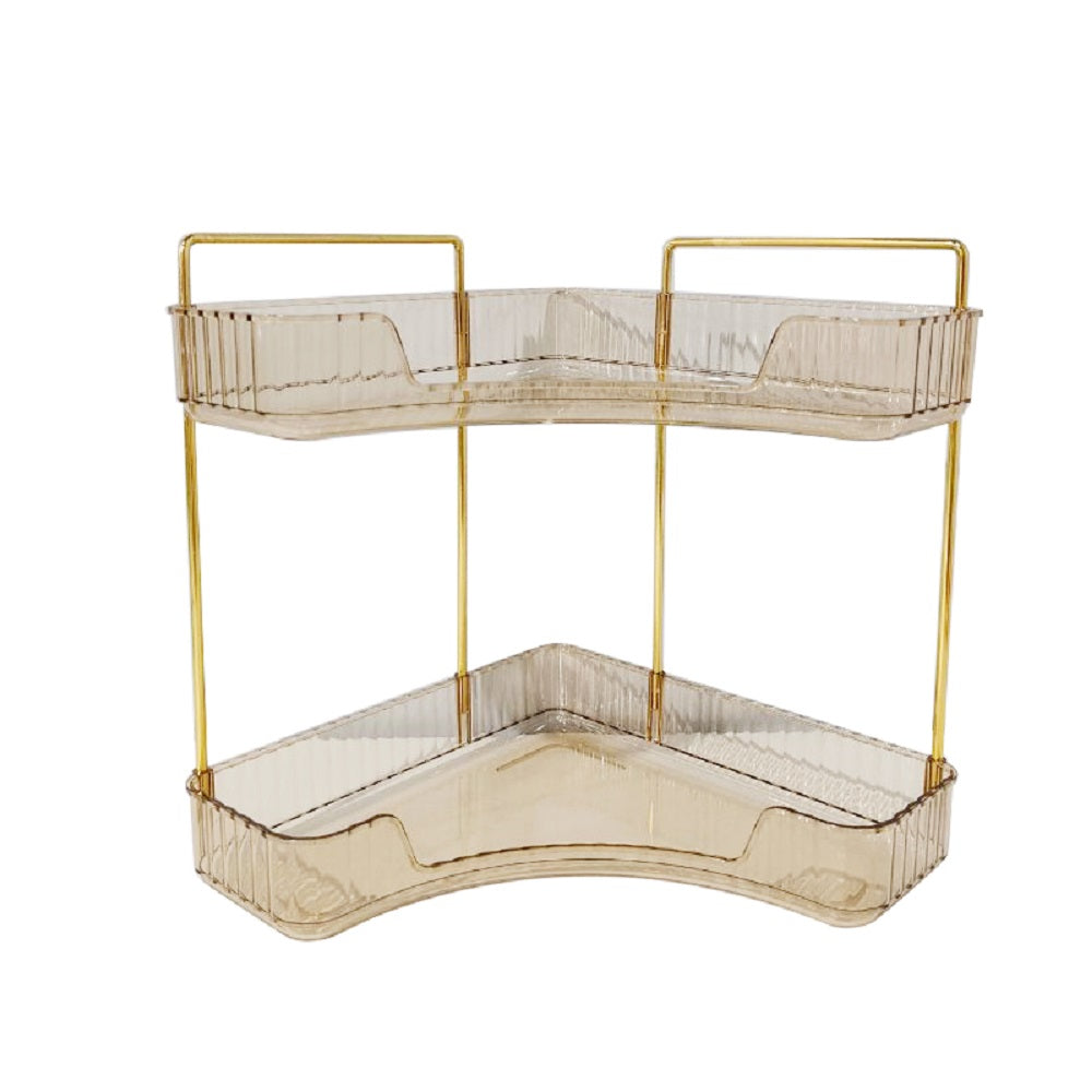 Make up Organizer, Kosmetik Organizer, Beauty Organizer, Hautpflege Organizer für Bad Schminktisch (2 Schichten, Bernstein)