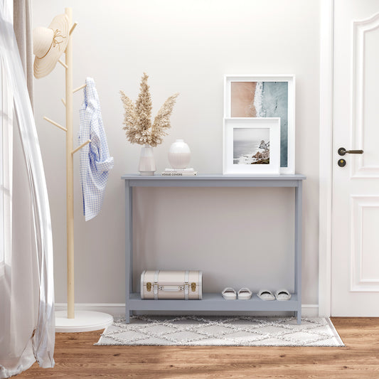 Modern Grey Console Table with Storage Shelf – Farmhouse Entryway, Living Room & Hallway Accent Table