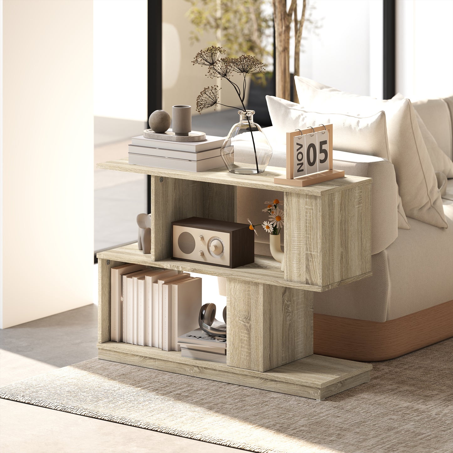 Rattan Coffee Table – Boho Wicker Accent Table for Living Room, Patio & Balcony