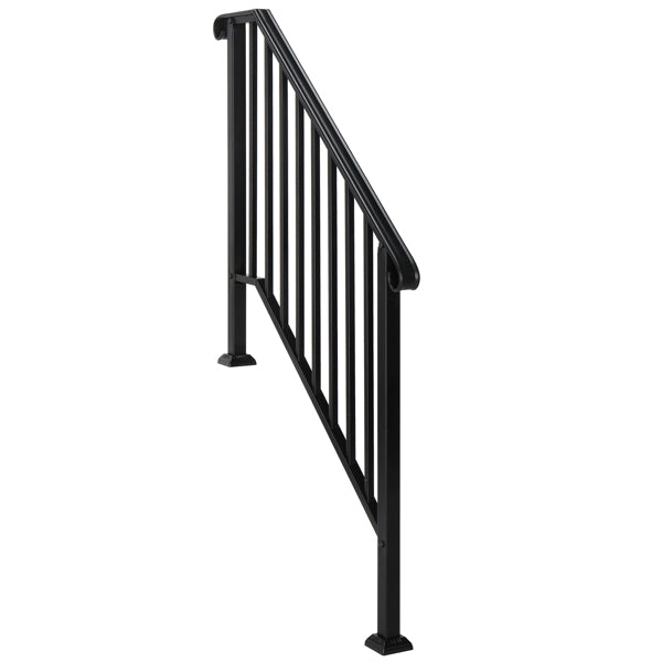 Matte Black Outdoor 3 Level Iron Handrail
