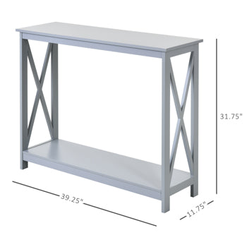 Modern Grey Console Table with Storage Shelf – Farmhouse Entryway, Living Room & Hallway Accent Table