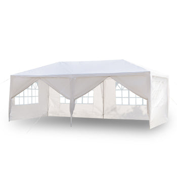 10'x20' Outdoor Party Tent with 6 Removable Sidewalls, Waterproof Canopy Patio Wedding Gazebo, White