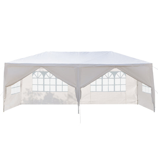 10'x20' Outdoor Party Tent with 6 Removable Sidewalls, Waterproof Canopy Patio Wedding Gazebo, White