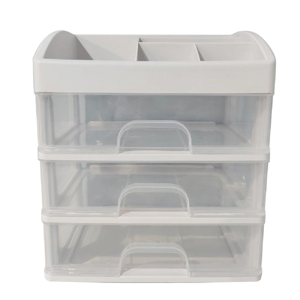 Makeup Organizer with 3 Drawers, Cosmetic Display Cases, Makeup Storage Box (3 Drawers) (white)