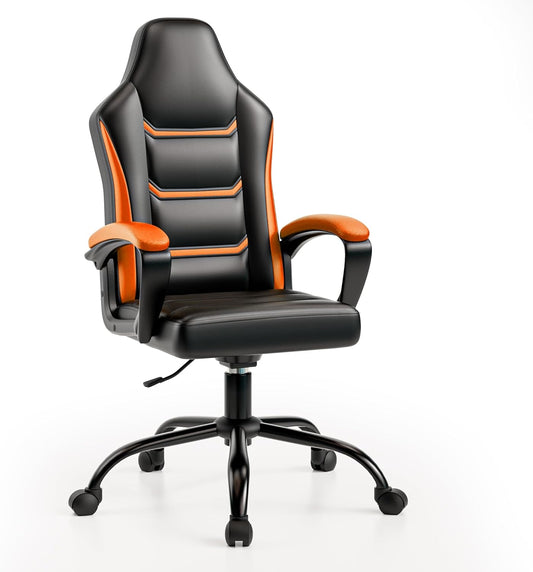 Ergonomic Gaming Chair, Height Adjustable Computer Chair, Pu Leather PC Chair with Castors, for Adults and Teenagers