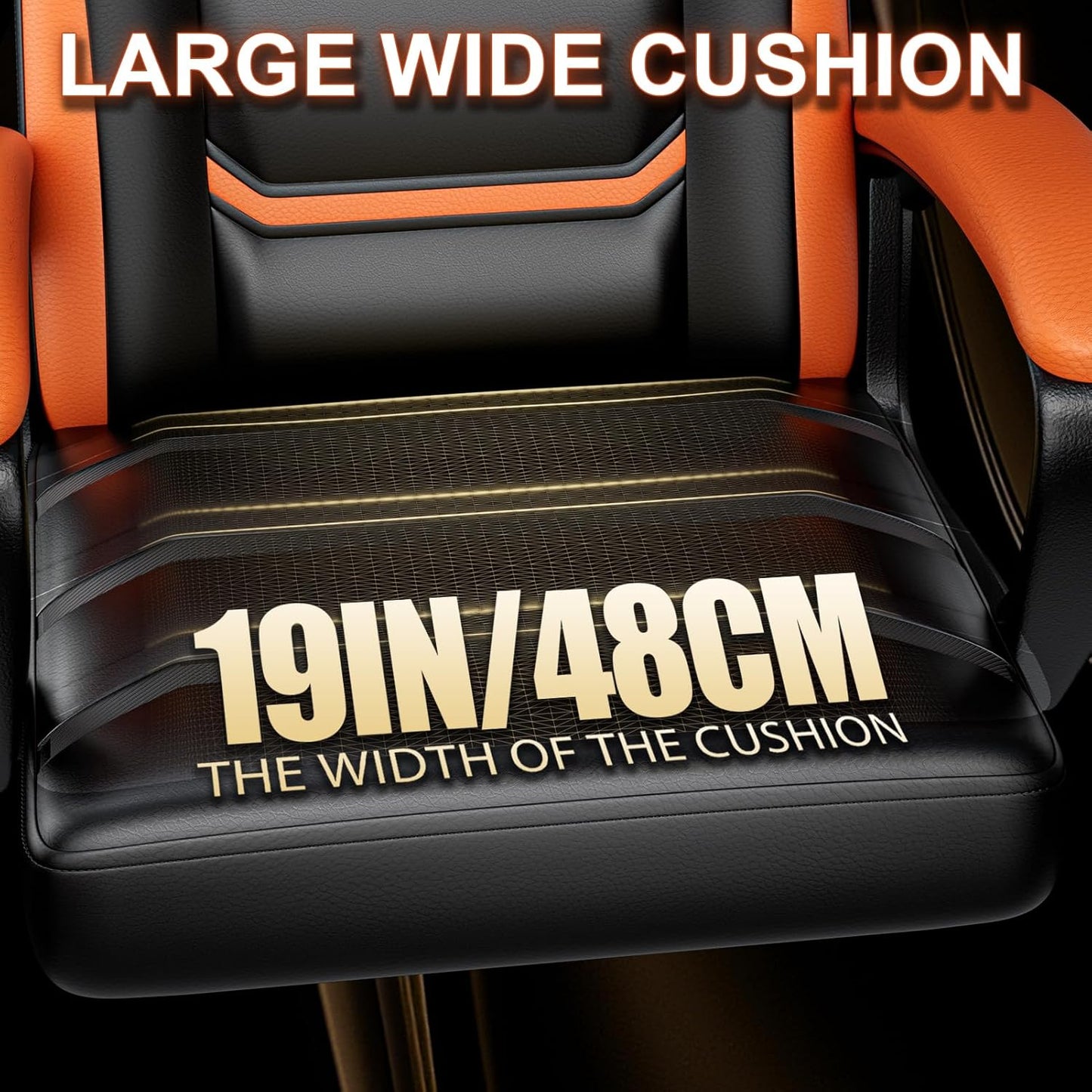 Ergonomic Gaming Chair, Height Adjustable Computer Chair, Pu Leather PC Chair with Castors, for Adults and Teenagers