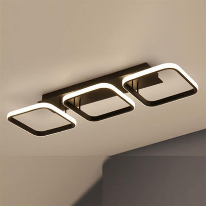 Modern LED Semi Flush Mount Ceiling Light, Minimalist Art Deco Ceiling Light Close to Ceiling Light, 3 color, Home Ceiling Lighting for Bedroom Kitchen Aisle Balcony (Black, Square, White Light,