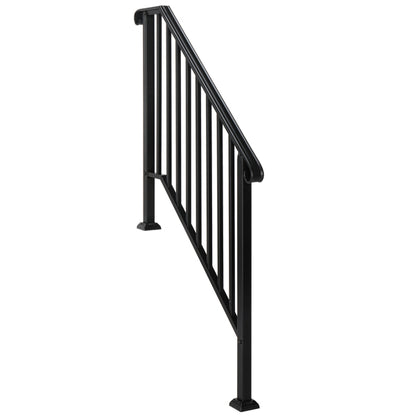 Matte Black Outdoor 3 Level Iron Handrail