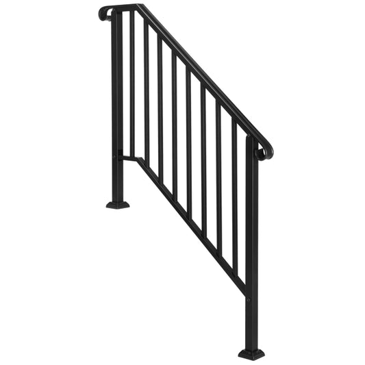 Matte Black Outdoor 3 Level Iron Handrail