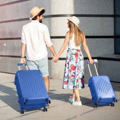 Premium ABS Luggage Set with Diamond Pattern & Non-TSA Locks (4-Piece, Navy Blue)