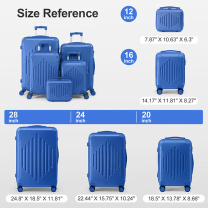 Premium ABS Luggage Set with Diamond Pattern & Non-TSA Locks (4-Piece, Navy Blue)