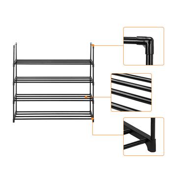 4 Tiers Shoe Rack Shoe Tower Shelf Storage Organizer For Bedroom, Entryway, Hallway, and Closet Black Color