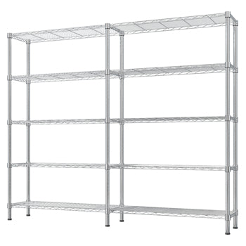 5-layer double row, freely adjustable layer spacing, with adjustable feet, display stand, iron, 147*35*180cm, chrome-plated